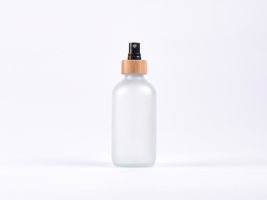 Glasflasche säuremattiert, 250ml, mit Zerstäuber Bambus